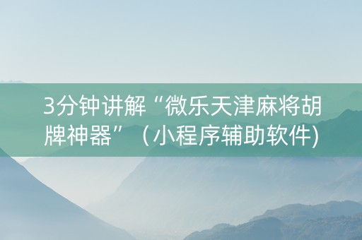 3分钟讲解“微乐天津麻将胡牌神器”（小程序辅助软件)