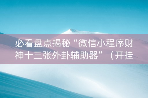 必看盘点揭秘“微信小程序财神十三张外卦辅助器”（开挂辅助器插件)
