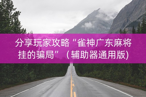 分享玩家攻略“雀神广东麻将挂的骗局”（辅助器通用版)