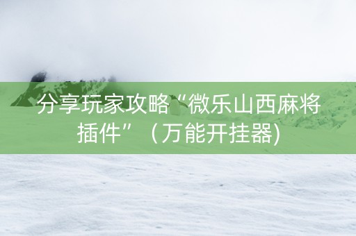 分享玩家攻略“微乐山西麻将插件”（万能开挂器)