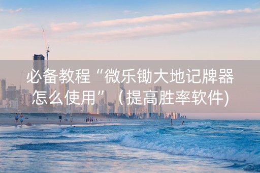 必备教程“微乐锄大地记牌器怎么使用”（提高胜率软件)