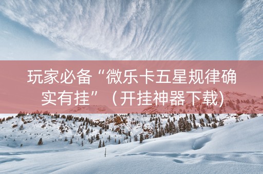 玩家必备“微乐卡五星规律确实有挂”（开挂神器下载)