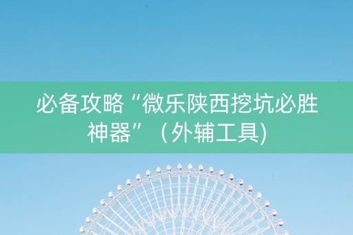 必备攻略“微乐陕西挖坑必胜神器”（外辅工具)