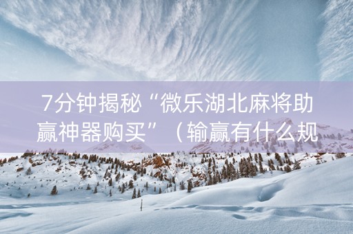 7分钟揭秘“微乐湖北麻将助赢神器购买”（输赢有什么规律)