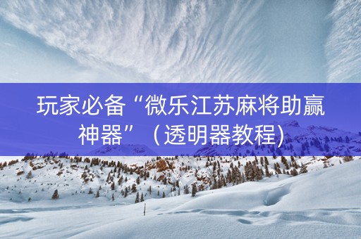 玩家必备“微乐江苏麻将助赢神器”（透明器教程)
