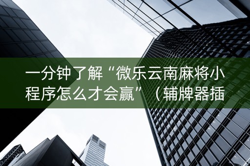 一分钟了解“微乐云南麻将小程序怎么才会赢”（辅牌器插件购买)