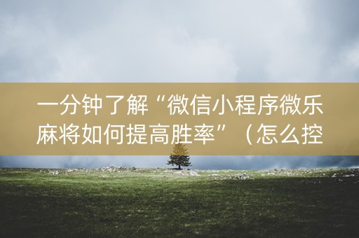 一分钟了解“微信小程序微乐麻将如何提高胜率”（怎么控制输赢)