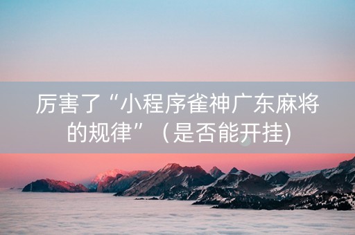 厉害了“小程序雀神广东麻将的规律”（是否能开挂)