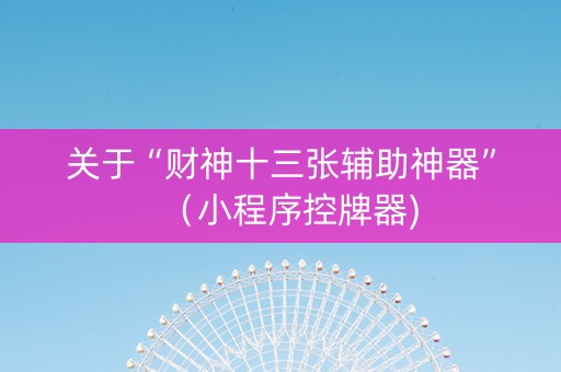 关于“财神十三张辅助神器”（小程序控牌器)