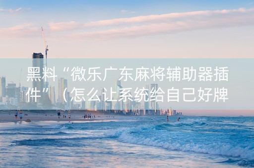 黑料“微乐广东麻将辅助器插件”（怎么让系统给自己好牌)