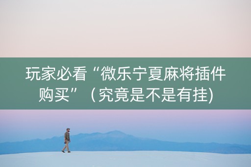 玩家必看“微乐宁夏麻将插件购买”（究竟是不是有挂)