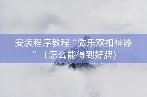 安装程序教程“微乐双扣神器”（怎么能得到好牌)