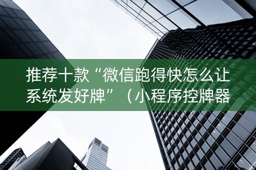 推荐十款“微信跑得快怎么让系统发好牌”（小程序控牌器)