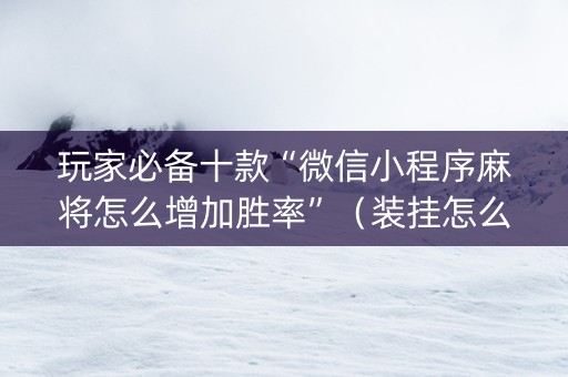 玩家必备十款“微信小程序麻将怎么增加胜率”（装挂怎么安装)