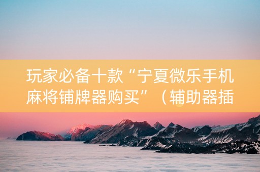 玩家必备十款“宁夏微乐手机麻将铺牌器购买”（辅助器插件)