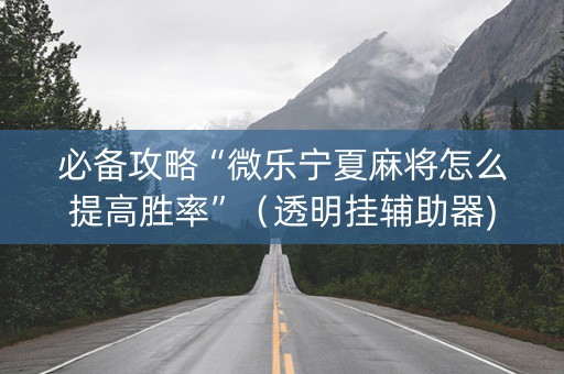 必备攻略“微乐宁夏麻将怎么提高胜率”（透明挂辅助器)