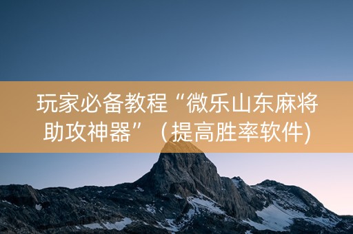 玩家必备教程“微乐山东麻将助攻神器”（提高胜率软件)