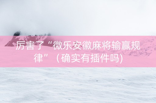 厉害了“微乐安徽麻将输赢规律”（确实有插件吗)