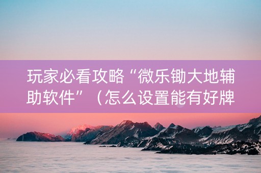 玩家必看攻略“微乐锄大地辅助软件”（怎么设置能有好牌)