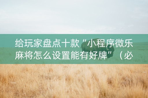 给玩家盘点十款“小程序微乐麻将怎么设置能有好牌”（必赢神器)