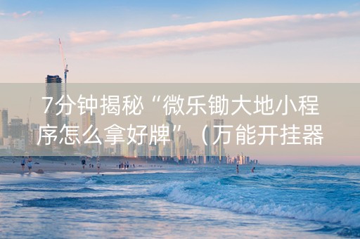 7分钟揭秘“微乐锄大地小程序怎么拿好牌”（万能开挂器)