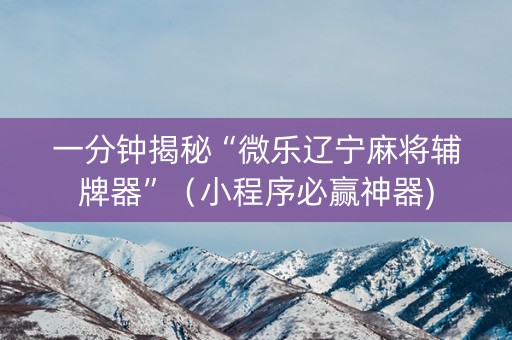 一分钟揭秘“微乐辽宁麻将辅牌器”（小程序必赢神器)