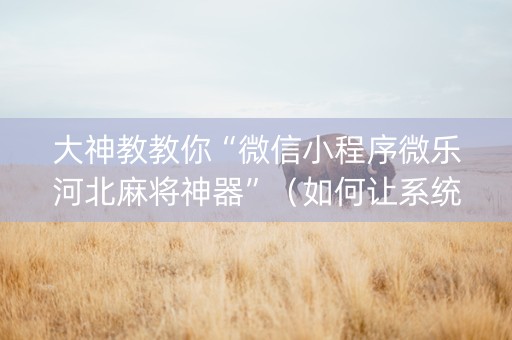 大神教教你“微信小程序微乐河北麻将神器”（如何让系统发好牌)