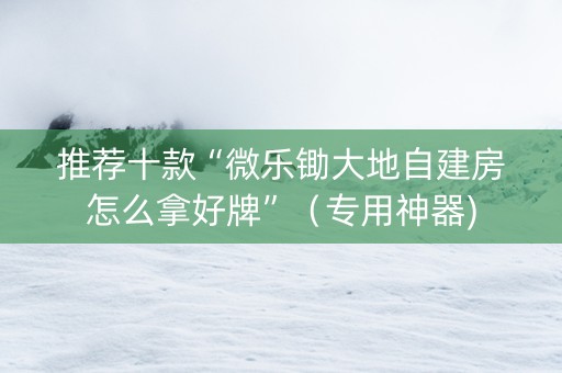 推荐十款“微乐锄大地自建房怎么拿好牌”（专用神器)