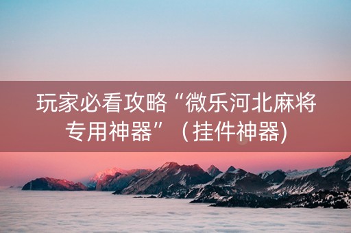 玩家必看攻略“微乐河北麻将专用神器”（挂件神器)