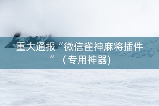 重大通报“微信雀神麻将插件”（专用神器)