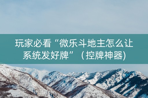 玩家必看“微乐斗地主怎么让系统发好牌”（控牌神器)
