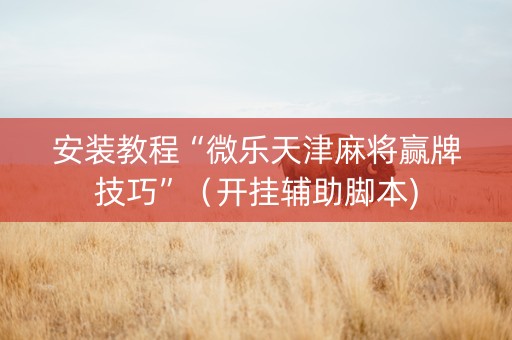 安装教程“微乐天津麻将赢牌技巧”（开挂辅助脚本)