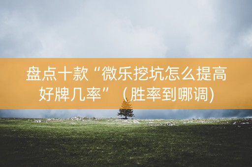 盘点十款“微乐挖坑怎么提高好牌几率”（胜率到哪调)