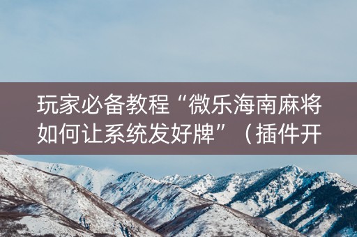 玩家必备教程“微乐海南麻将如何让系统发好牌”（插件开挂免费AI)