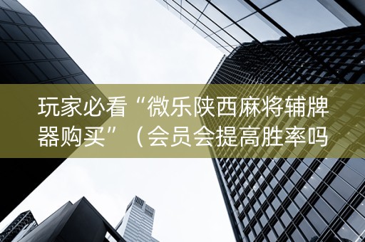 玩家必看“微乐陕西麻将辅牌器购买”（会员会提高胜率吗)