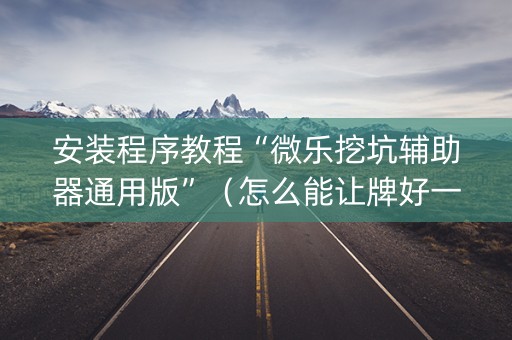 安装程序教程“微乐挖坑辅助器通用版”（怎么能让牌好一点)