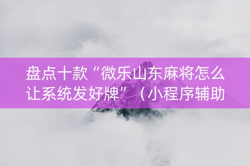 盘点十款“微乐山东麻将怎么让系统发好牌”（小程序辅助软件)