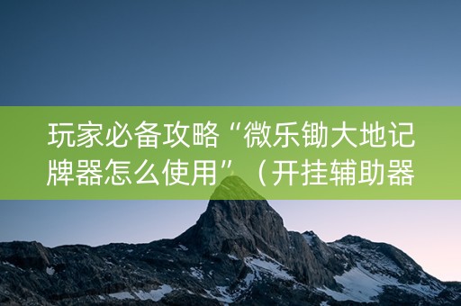 玩家必备攻略“微乐锄大地记牌器怎么使用”（开挂辅助器脚本)