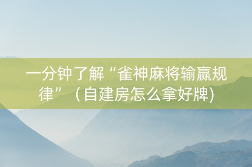 一分钟了解“雀神麻将输赢规律”（自建房怎么拿好牌)