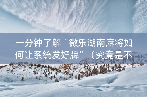 一分钟了解“微乐湖南麻将如何让系统发好牌”（究竟是不是有挂)