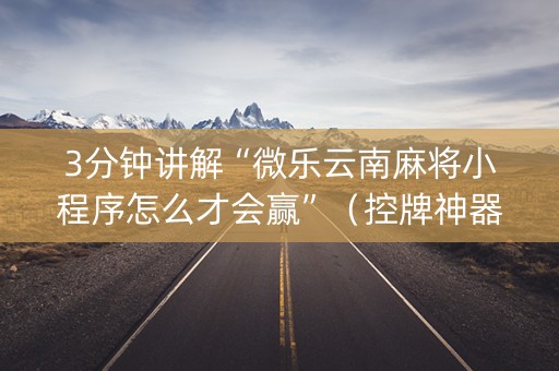 3分钟讲解“微乐云南麻将小程序怎么才会赢”（控牌神器)