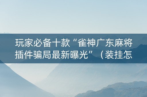 玩家必备十款“雀神广东麻将插件骗局最新曝光”（装挂怎么安装)