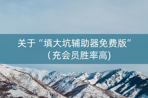 关于“填大坑辅助器免费版”（充会员胜率高)