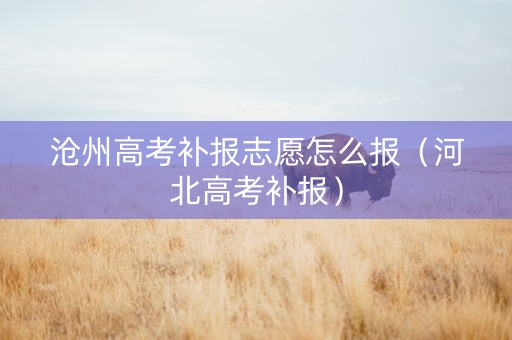 沧州高考补报志愿怎么报（河北高考补报）