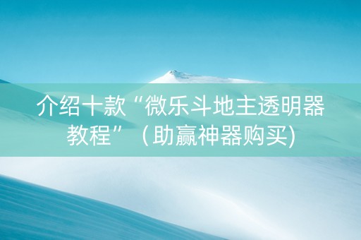 介绍十款“微乐斗地主透明器教程”（助赢神器购买)
