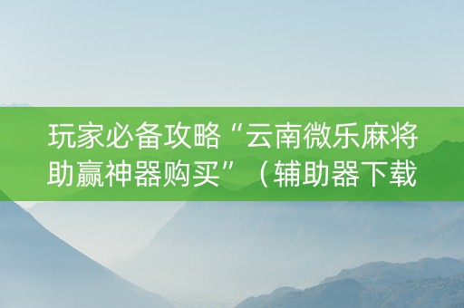 玩家必备攻略“云南微乐麻将助赢神器购买”（辅助器下载)