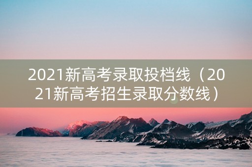 2021新高考录取投档线（2021新高考招生录取分数线）