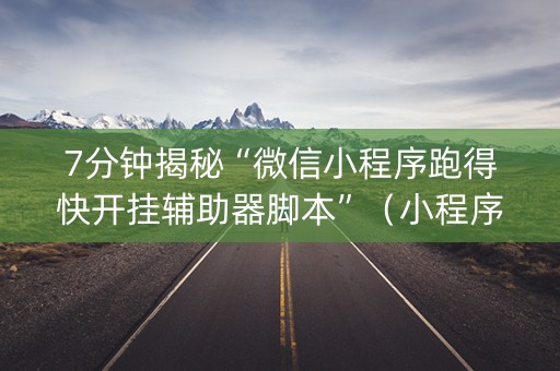 7分钟揭秘“微信小程序跑得快开挂辅助器脚本”（小程序辅助软件)