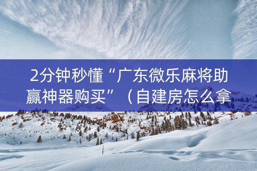 2分钟秒懂“广东微乐麻将助赢神器购买”（自建房怎么拿好牌)