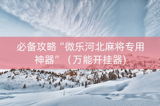 必备攻略“微乐河北麻将专用神器”（万能开挂器)